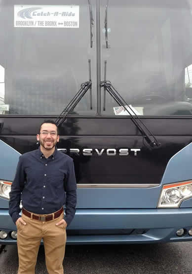 Jared Maldonado president Catch-a-Ride bus between Brooklyn, Bronx, and Boston (NYC to Boston bus, Boston to NYC bus)